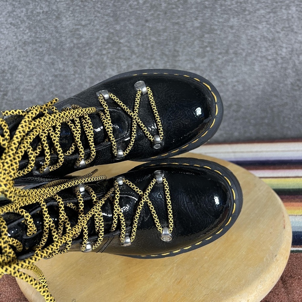 Dr. Martens‎ Ghilana Max Combat Boots Womens Size 7 Black Patent Platform - Picture 7 of 9